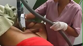 Unusual title, close-up of Indian guy getting edged with laser, intense arousal and pleasure.