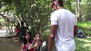 Indian girl wide-eyed and cowed by chubby guy's titty fuck
